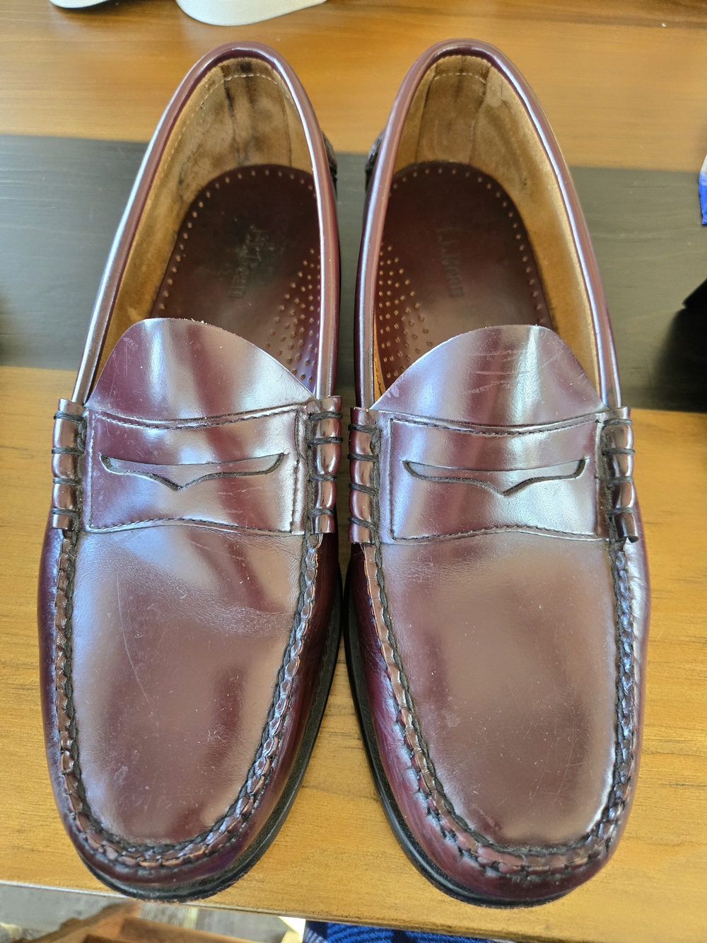 L.L. Bean Mens 10.5 D Dress Slip On Moc Penny Loafer Oxblood Leather Handcrafted